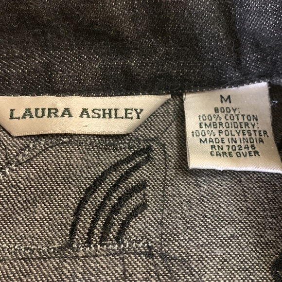 Laura Ashley Black Embroidered denim jacket, medium, prairiecore, western - Picture 4 of 5